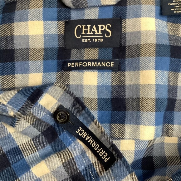 CHAPS Blue Plaid Flannel Button Down Shirt Size XL - Picture 11 of 16